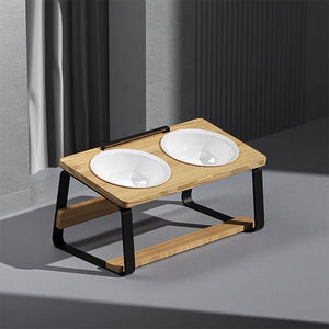 Enhance Your Pet's Dining Experience with Our Ceramic Double Bowl Feeding Stand