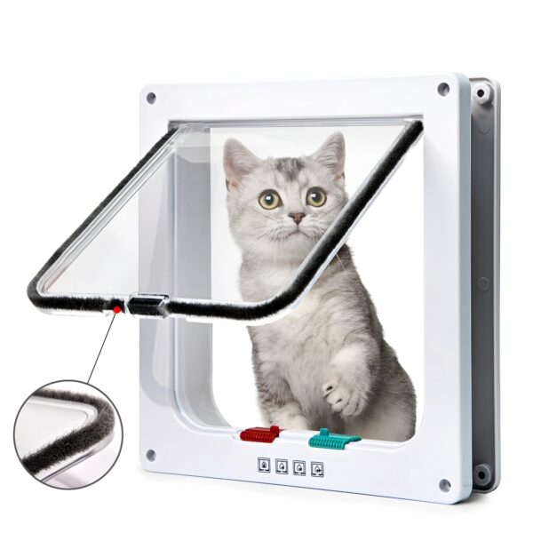Magnetic Cat Flap Door with 4-Way Lock – ABS Plastic Pet Door for Cats, Puppies & Kittens