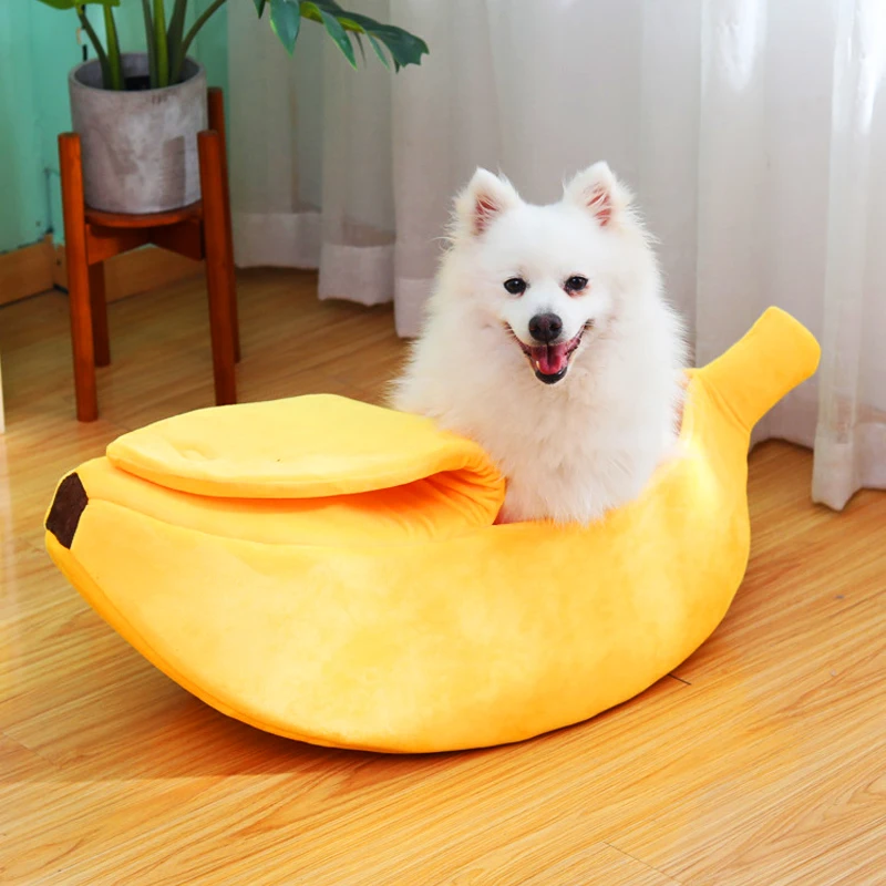 Banana Shaped Pet Bedding Comfortable Cat Nest Mat Winter Cushion Warm Soft Funny Kitten Sleeping Bag Cute Cozy Dog Accessories 1