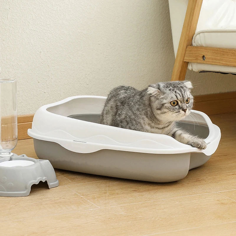 Semi-enclosed Litter Box Spatter-proof Cat Toilet Large Kitten Cleaning Supplies Large Cat Poop Bowl Pet Bupplies 1