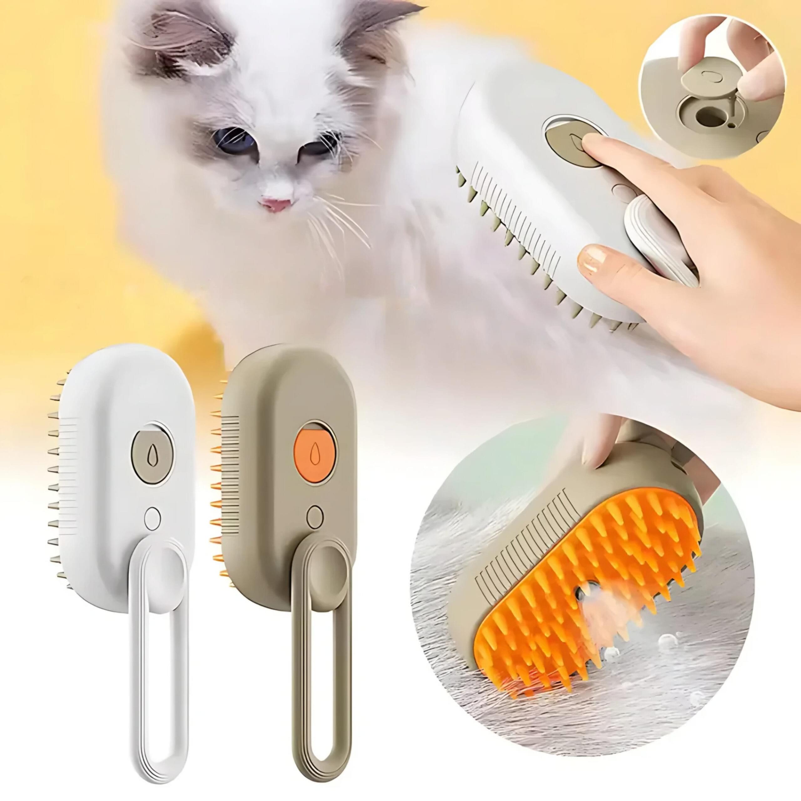 3-in-1 Cat & Dog Pet Spray Massage Brush – Steam Spray, Rotatable Floating Comb for Hair Removal & Bathing